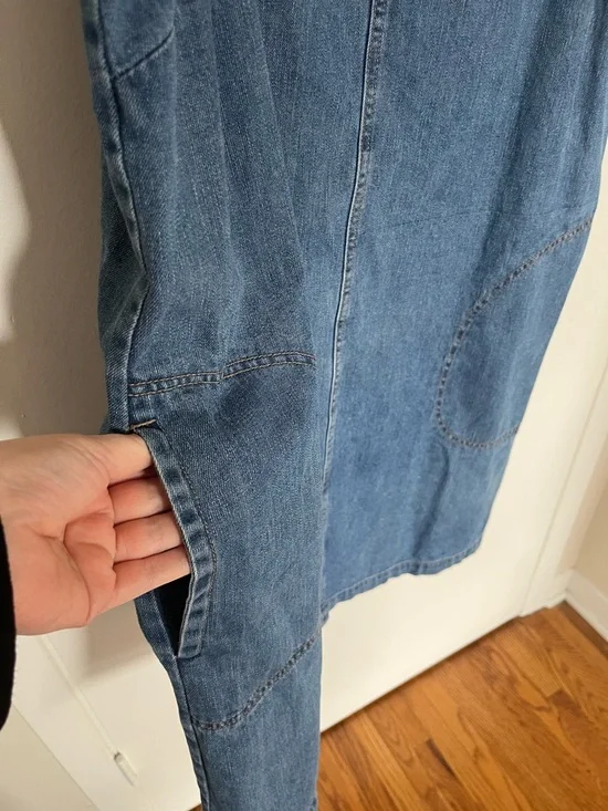 US 16 Denim Pinafore Dress in Classic Blue denim - Picture 3 of 5